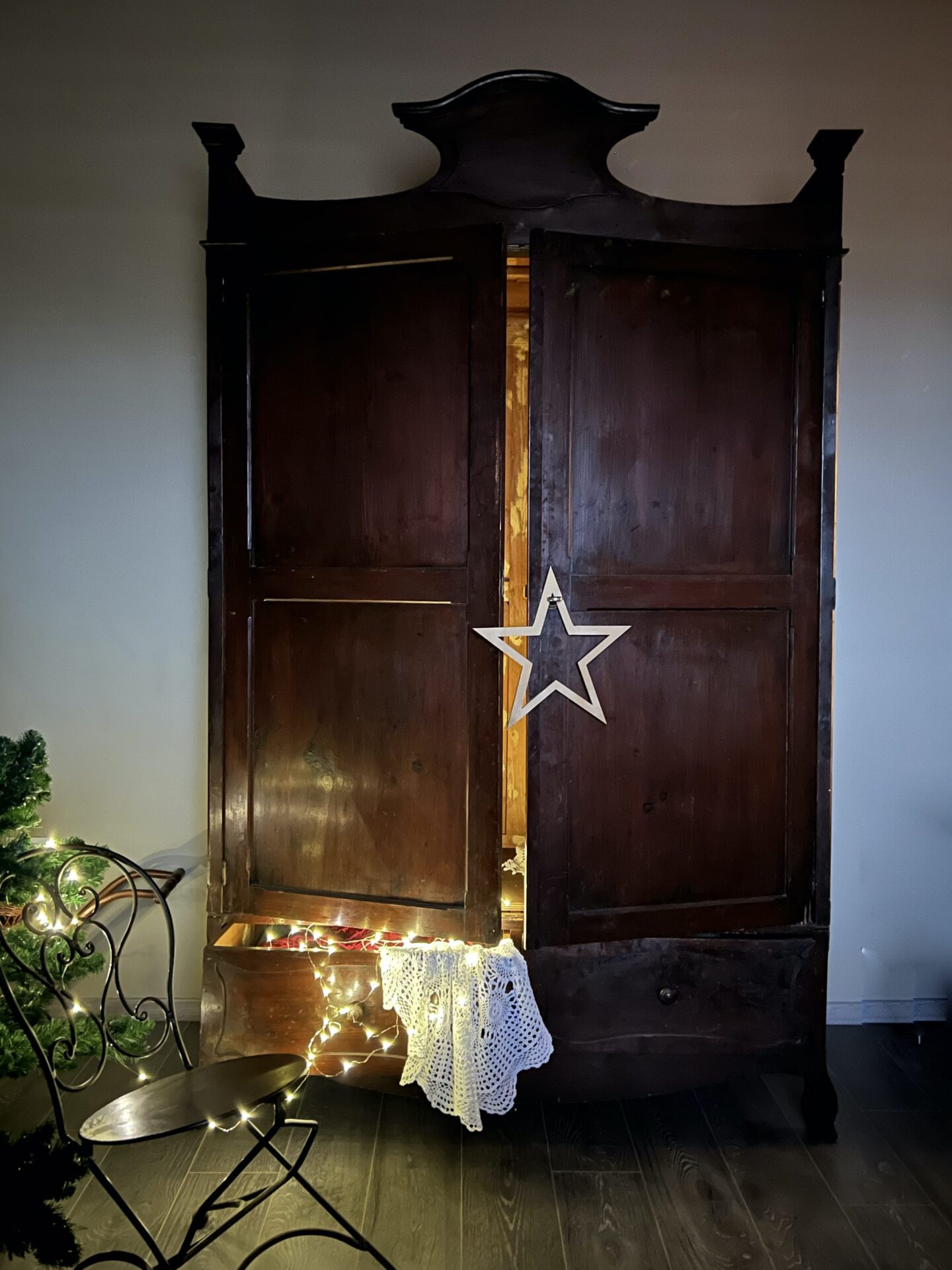 4 Mini Ghirlande Natalizie Per Cucina, Finta Ghirlanda Con Fiocco Rosso E Nero, Decorazione Rustica Per Armadi, Porte E Finestre - 6